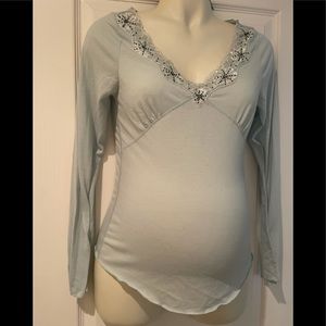 Babystyle maternity beaded blue top small